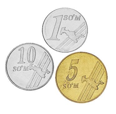 Uzbekistan set of 3 coins 2000-2001 UNC 1, 5, 10 som