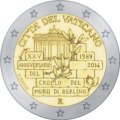 Vatican 2 euro 2014 "The Fall of the Berlin Wall" UNC (KM # 463)