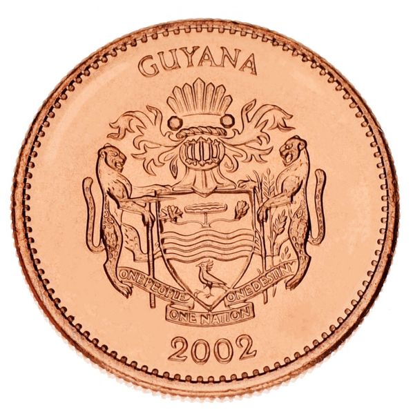 Guyana set of 7 coins 1978-2002 AU-UNC 1, 5, 10, 25 cents, 1, 5, 10 dollars