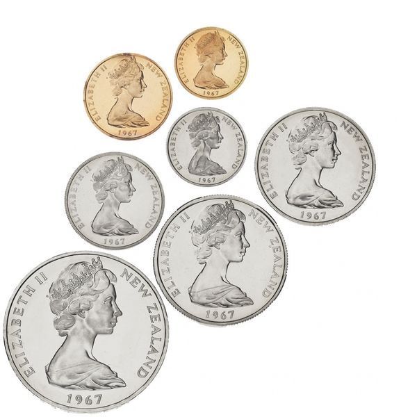 Coins set New Zealand set of 7 coins 1967 VF-AU 1, 2, 5, 10, 20, 50 cents, 1 dollar
