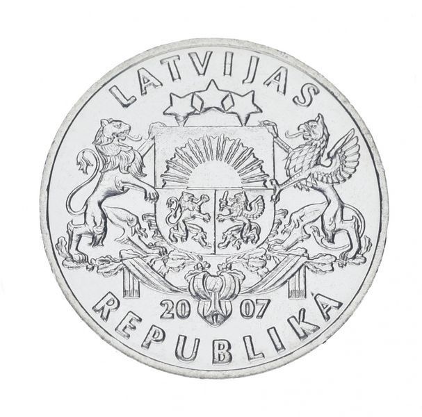 Монета Латвия 1 лат 2007 UNC Рыба М16632 фото