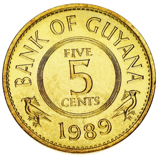 Guyana set of 7 coins 1978-2002 AU-UNC 1, 5, 10, 25 cents, 1, 5, 10 dollars