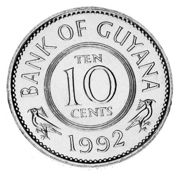 Guyana set of 7 coins 1978-2002 AU-UNC 1, 5, 10, 25 cents, 1, 5, 10 dollars