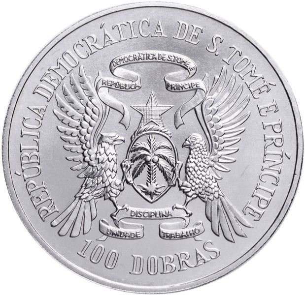 Монета Сан-Томе и Принсипи 100 добра 1985 &laquo;10 лет Независимости&raquo; UNC (KM#42) М09189 фото
