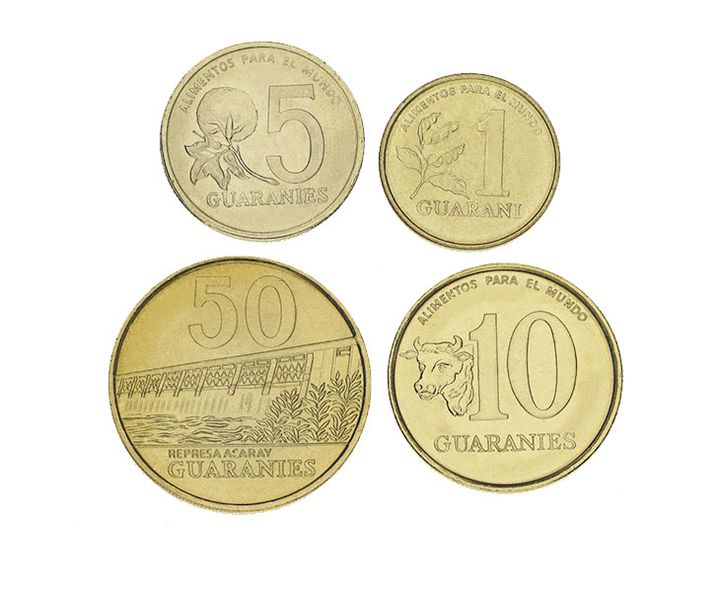 Парагвай набор из 4 монет 1992-1998 UNC 1, 5, 10, 50 гуарани М15841 фото