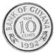 Guyana set of 7 coins 1978-2002 AU-UNC 1, 5, 10, 25 cents, 1, 5, 10 dollars