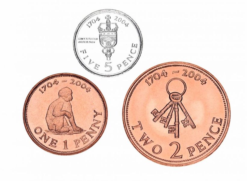 Gibraltar set of 3 coins 2004 300 years of the capture of Gibraltar by UNC