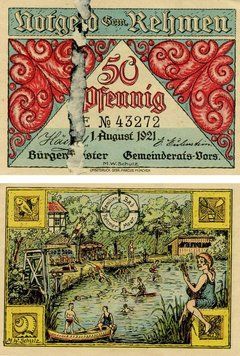 Banknote Germany Notgeld 50 pfennig 1921 F-VF Remen