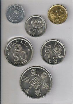 Іспанія набір з 5 монет &laquo;Чемпіонат світу з футболу&raquo; UNC М00082 фото