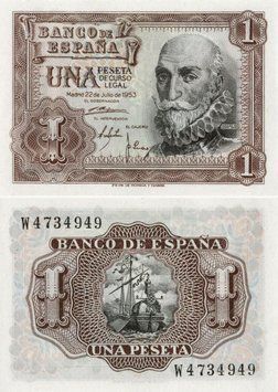Банкнота Испания 1 песета 1953 AU-UNC (P144) Б10455 фото