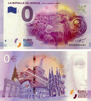 Банкнота Франція 0 ЄВРО 2016 UNC Битва у Вердені Б17587 фото