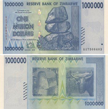 Zimbabwe $ 1,000,000 2008 UNC 1 million (P77)