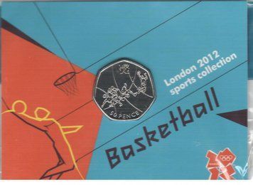 United Kingdom 50 pence 2011 "Olympics 2012 - Basketball" UNC blister (KM # 1190)