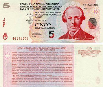 Banknote Argentina 5 pesos 2006 AU-UNC Emergency note