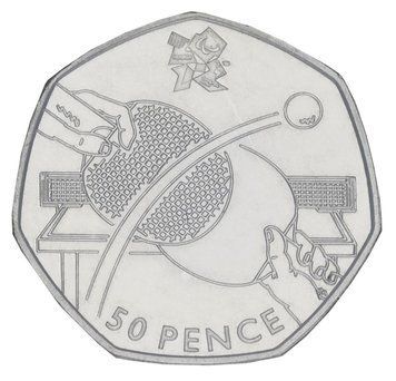Монета Великобританія 50 пенсів 2011 UNC XXX Літні Олімпійські ігри 2012 у Лондоні - Настільний теніс М20928 фото