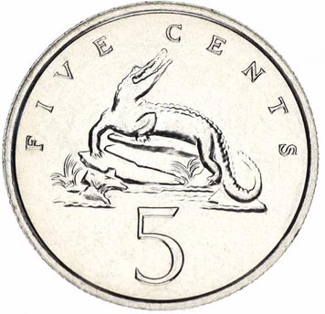 Jamaica 5 cents 1987 AU-UNC Crocodile