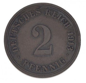Німеччина 2 пфеніга 1913 F-VF З обігу М14817 фото