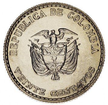 Колумбія 20 сентаво 1965 AU-UNC М14154 фото
