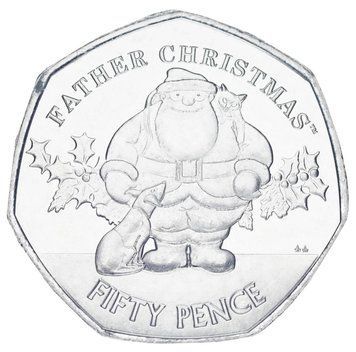 Coin Gibraltar 50p 2019 UNC New Year and Christmas - Santa Claus and his dog