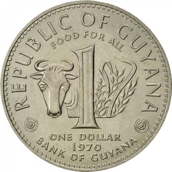 Guyana $ 1 1970 FAO Food for All VF (KM # 36)