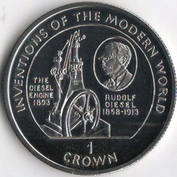 Монета Острів Мен 1 крона 1 995 &laquo;Винаходи.&nbsp;Дизельний двигун &raquo;UNC (KM#538) М08005 фото