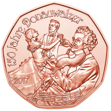 Австрія 5 євро 2017 &laquo;150 років Дунайському вальсу Штрауса&raquo; UNC (KM#3260) М05813 фото