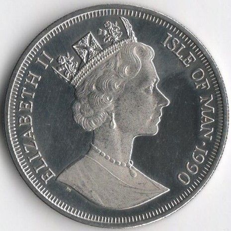 Остров Мэн 1 крона 1990 &laquo;У. Черчиль. В кепке и сигарой&raquo; UNC (KM#283) М07954 фото