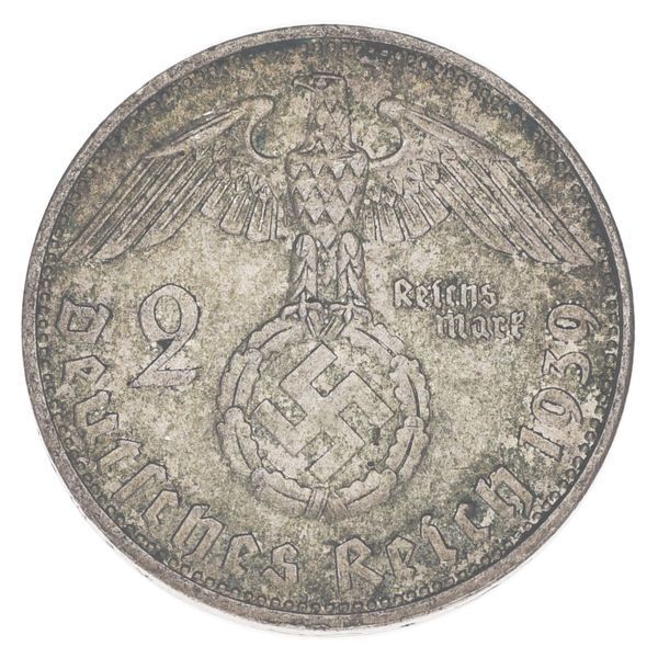 Монета Германия 2 марки 1939 Серебро F-VF D (KM#93) М17076 фото