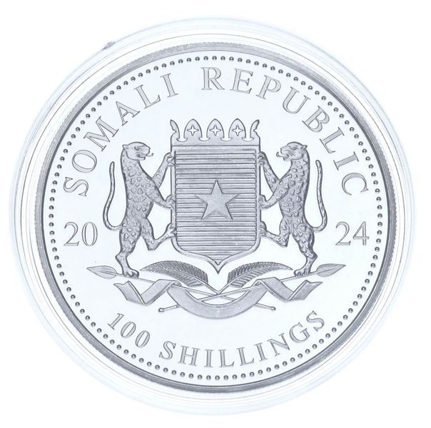 Монета Сомалі 100 шилінгів 2024 Срібло UNC Слони (Ag 999,9, унція, 31.1 грам) М21166 фото