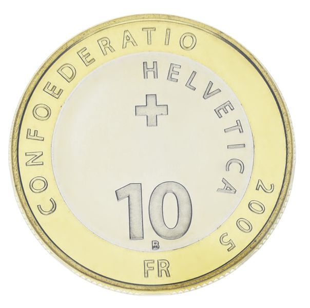 Монета Швейцария 10 франков 2005 Биметалл UNC Гора Юнгфрау М23657 фото