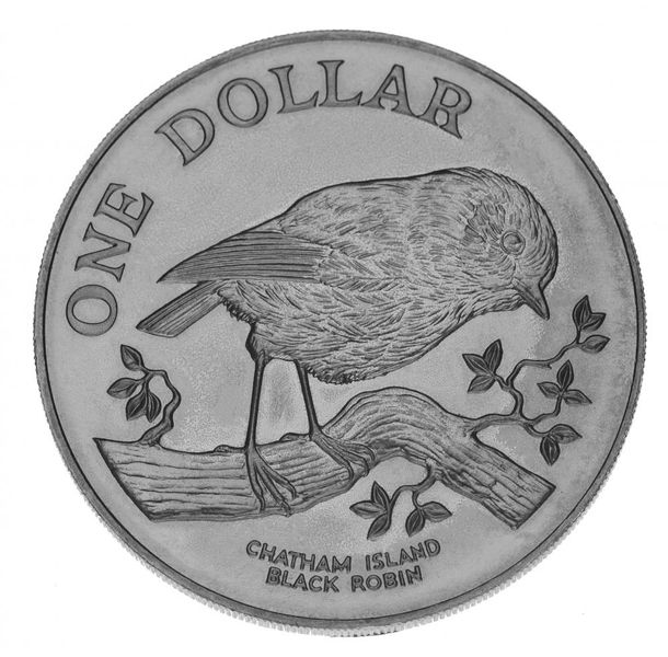 New Zealand 1 dollar 1984 UNC Bird - Black Robin