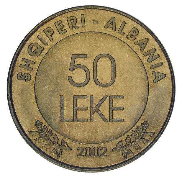Монета Албанія 50 лек 2002 VF-AU 90-та річниця Декларації незалежності М24186 фото