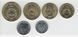 Costa Rica set of 6 coins 2007 UNC 5, 10, 25, 50, 100, 500 columns
