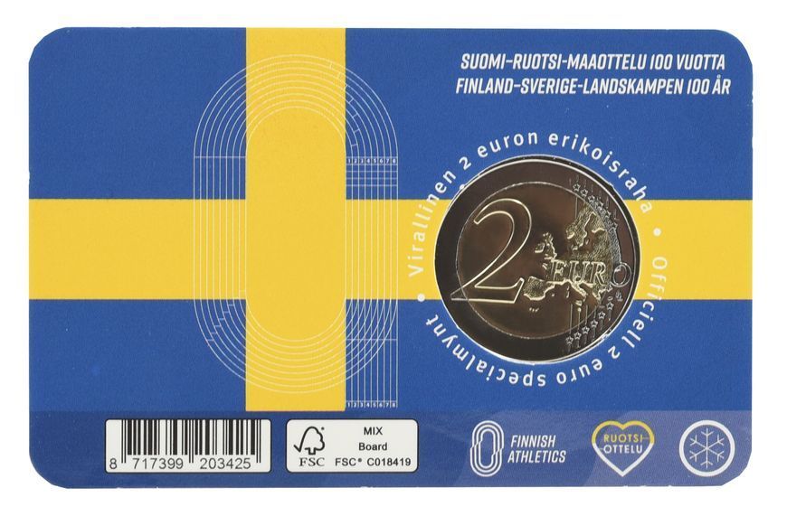 Coin Finland 2 euros 2025 Bi-metal UNC 100 years of the Finland-Sweden Athletics International