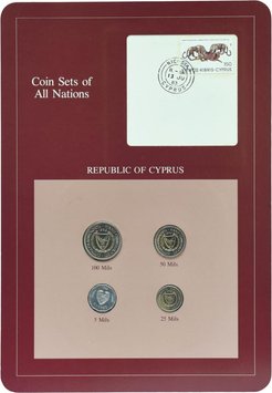 Кіпр Набір монет 1982 UNC 5, 25, 50, 100 Мілс і 1 марка Буклет М10732 фото