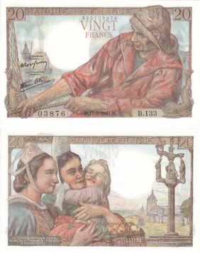 France 20 francs 1944 UNC (P100a)