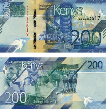 Kenya 200 shillings 2019 UNC (Pnew)