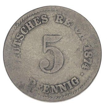Німеччина 5 пфенігів 1874 F-VF З обігу М14818 фото