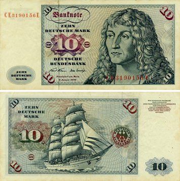 Banknote Germany 10 marks 1970 F-VF (P31a)