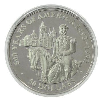 Монета Острови Кука 50 доларів 1991 Срібло Proof 500 років Відкриттю Америки &ndash; Імператор Максиміліан I М22614 фото