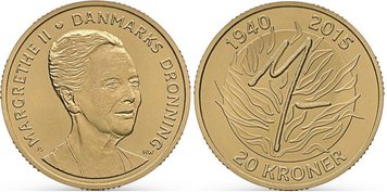 Данія 20 крон 2015 «75 років королеві Маргрет ІІ» UNC М02332 фото