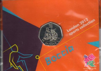 Великобританія 50 пенсів 2011 «Олімпіада 2012 - Бочче» UNC в блістері (KM#1189) М02801 фото