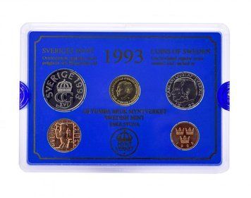 Набір монет Швеція набір з 5 монет 1993 UNC 10, 50 ері, 1, 5 крон, медаль М15229 фото