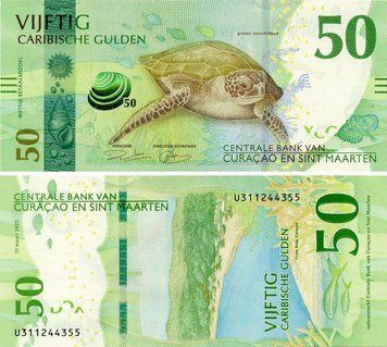 Банкнота Кюрасао і Сінт-Мартен 50 гульденів 2025 UNC Черепаха (P3) Б24449 фото