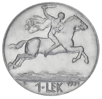 Албанія 1 лек 1931 VF-AU Александр Великий М19330 фото