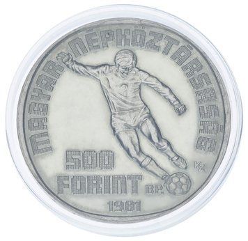 Монета Угорщина 500 форинтів 1981 Срібло AU-UNC Футбол М18364 фото