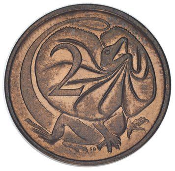 Coin Australia 2 cents 1971 AU-UNC Frilled lizard
