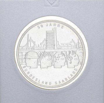 Монета Німеччина 10 євро 2007 &laquo;50 років штату Саарленд&raquo; Срібло UNC М10902 фото