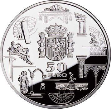 Монета Іспанія 50 євро 2003 &laquo;Перша річниця ЄВРО&raquo; Срібло Proof (KM#1093) М07008 фото