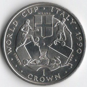 Монета Острів Мен 1 крона 1990 UNC Чемпіонат світу з футболу Різновид 1 (KM#269) М07955 фото